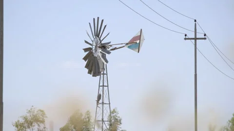 Basic windmill powering a water well in Iraqi Kurdistan Stock Footage 300110949