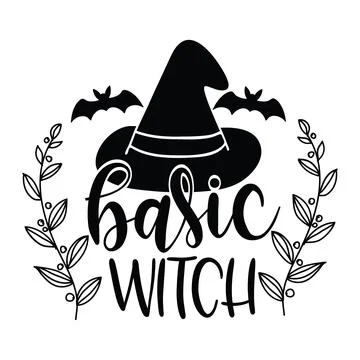 Basic witch typography t-shirt design, tee print, t-shirt design Illustrazione stock