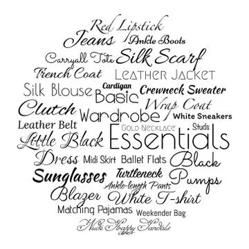 Basic women wardrobe essentials Stock Illustration