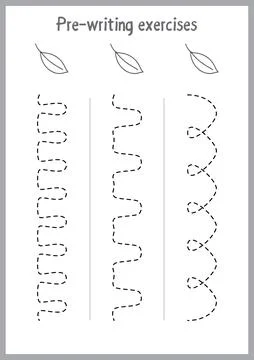 Basic writing exercises. Trace line worksheets for children. Preschool hand.. Stock Illustration