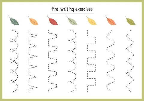 Basic writing exercises. Trace line worksheets for children. Preschool hand.. Stock Illustration