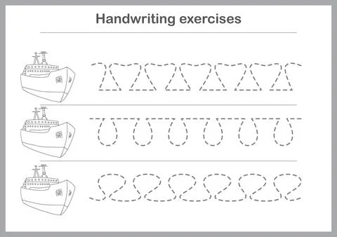 Basic writing exercises. Trace line worksheets for children. Preschool handwr Stock Illustration