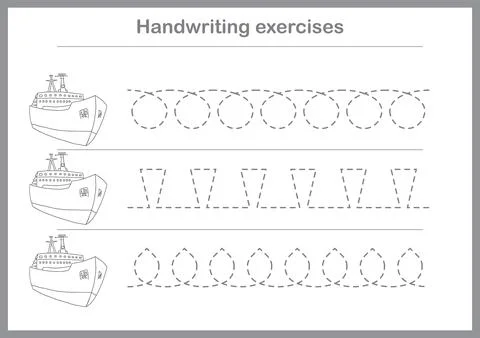 Basic writing exercises. Trace line worksheets for children. Preschool hand.. Stock Illustration