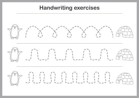 Basic writing exercises. Trace line worksheets for children. Preschool hand.. Stock Illustration