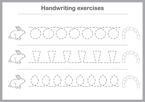 Basic writing exercises. Trace line worksheets for children. Preschool handwr Stock Illustration