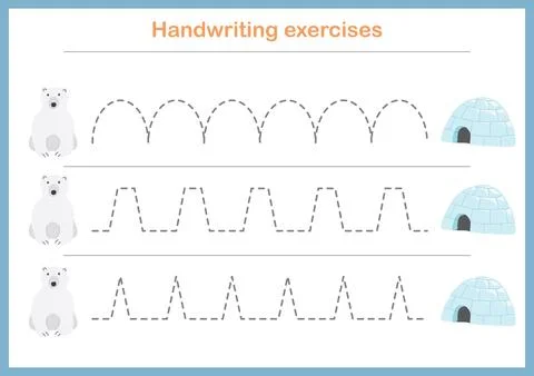 Basic writing exercises. Trace line worksheets for children. Preschool hand.. Stock Illustration