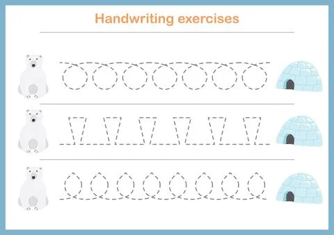Basic writing exercises. Trace line worksheets for children. Preschool hand.. Stock Illustration