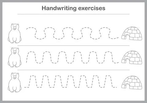 Basic writing exercises. Trace line worksheets for children. Preschool hand.. Stock Illustration