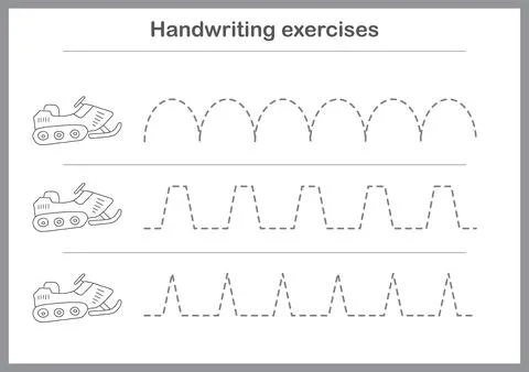 Basic writing exercises. Trace line worksheets for children. Preschool handwr Stock Illustration