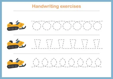 Basic writing exercises. Trace line worksheets for children. Preschool handwr Stock Illustration