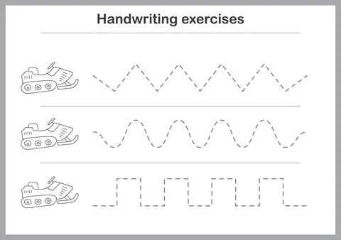 Basic writing exercises. Trace line worksheets for children. Preschool hand.. Stock Illustration