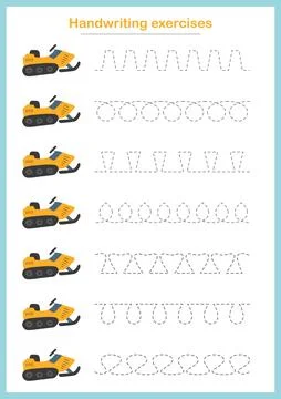Basic writing exercises. Trace line worksheets for children. Preschool hand.. Stock Illustration