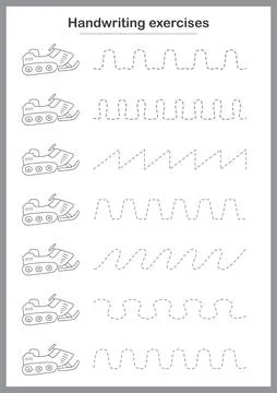 Basic writing exercises. Trace line worksheets for children. Preschool hand.. Stock Illustration