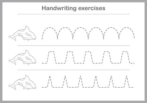 Basic writing exercises. Trace line worksheets for children. Preschool hand.. Stock Illustration