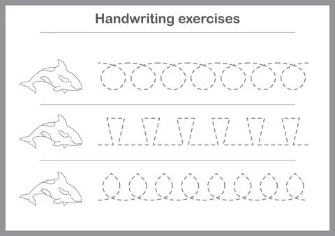 Basic writing exercises. Trace line worksheets for children. Preschool handwr Stock Illustration