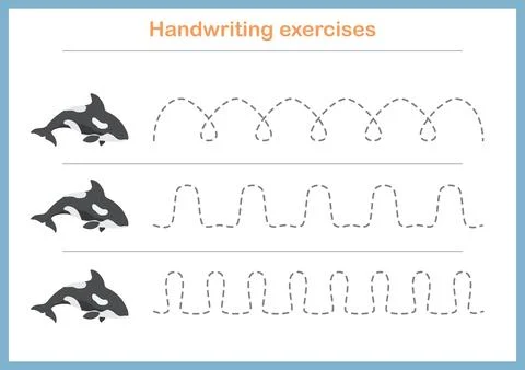 Basic writing exercises. Trace line worksheets for children. Preschool handwr Stock Illustration