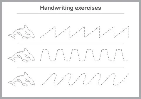 Basic writing exercises. Trace line worksheets for children. Preschool handwr Stock Illustration