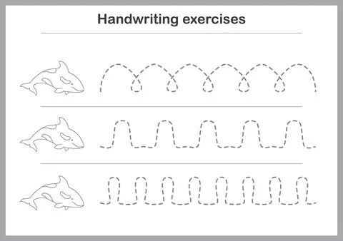 Basic writing exercises. Trace line worksheets for children. Preschool handwr Stock Illustration