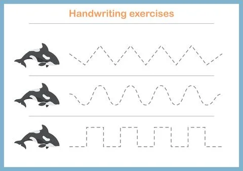 Basic writing exercises. Trace line worksheets for children. Preschool handwr Stock Illustration
