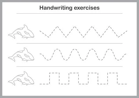 Basic writing exercises. Trace line worksheets for children. Preschool handwr Stock Illustration