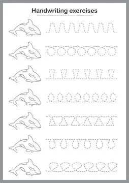 Basic writing exercises. Trace line worksheets for children. Preschool handwr Stock Illustration