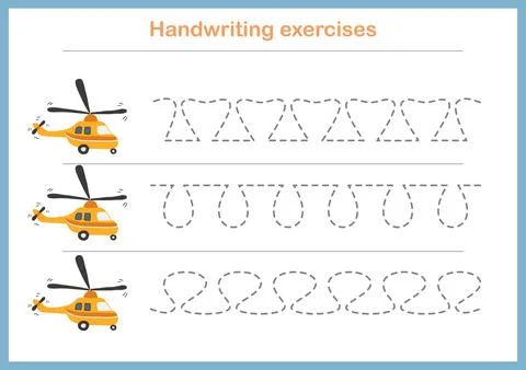 Basic writing exercises. Trace line worksheets for children. Preschool hand.. Stock Illustration