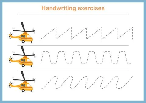Basic writing exercises. Trace line worksheets for children. Preschool hand.. Stock Illustration