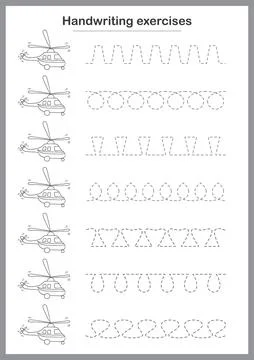 Basic writing exercises. Trace line worksheets for children. Preschool hand.. Stock Illustration