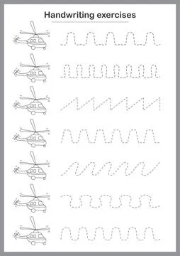 Basic writing exercises. Trace line worksheets for children. Preschool hand.. Stock Illustration