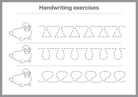Basic writing exercises. Trace line worksheets for children. Preschool handwr Stock Illustration