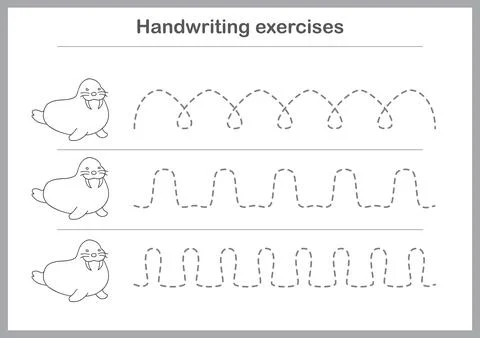 Basic writing exercises. Trace line worksheets for children. Preschool handwr Stock Illustration