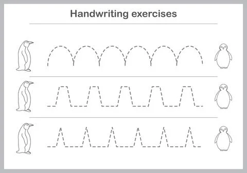 Basic writing exercises. Trace line worksheets for children. Preschool hand.. Stock Illustration