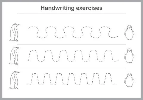 Basic writing exercises. Trace line worksheets for children. Preschool hand.. Stock Illustration