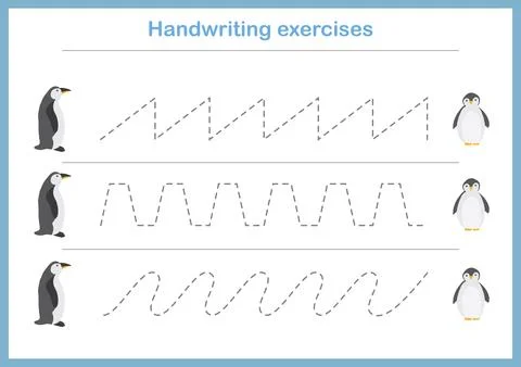 Basic writing exercises. Trace line worksheets for children. Preschool hand.. Stock Illustration