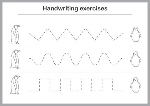 Basic writing exercises. Trace line worksheets for children. Preschool hand.. Stock Illustration