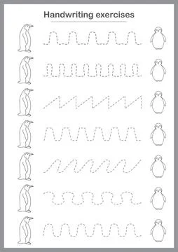 Basic writing exercises. Trace line worksheets for children. Preschool hand.. Stock Illustration