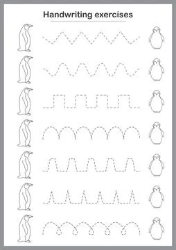 Basic writing exercises. Trace line worksheets for children. Preschool hand.. Stock Illustration