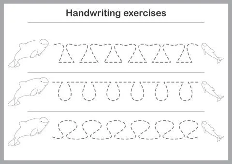 Basic writing exercises. Trace line worksheets for children. Preschool hand.. Stock Illustration