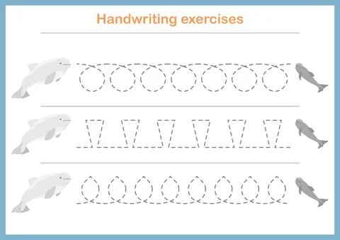 Basic writing exercises. Trace line worksheets for children. Preschool hand.. Stock Illustration