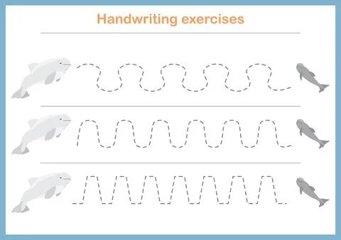 Basic writing exercises. Trace line worksheets for children. Preschool handwr Stock Illustration