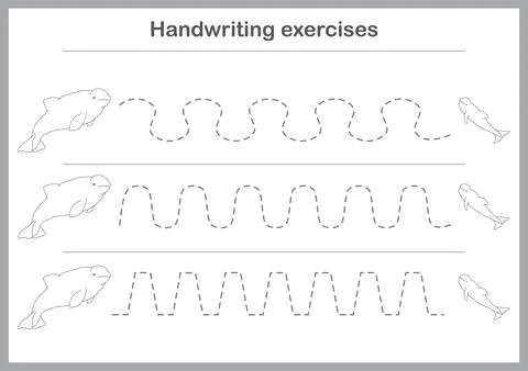 Basic writing exercises. Trace line worksheets for children. Preschool hand.. Illustrazione stock