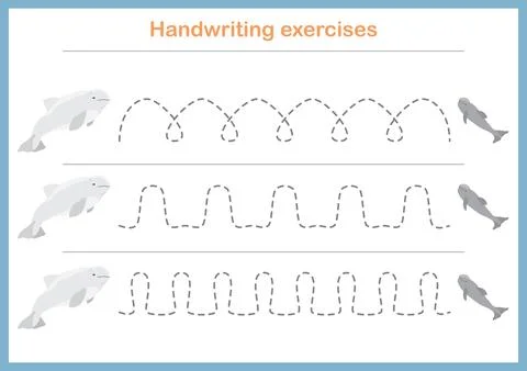 Basic writing exercises. Trace line worksheets for children. Preschool hand.. Stock Illustration
