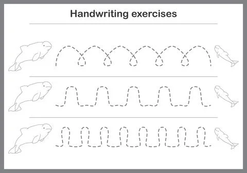 Basic writing exercises. Trace line worksheets for children. Preschool hand.. Stock Illustration