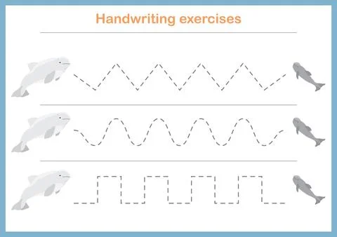 Basic writing exercises. Trace line worksheets for children. Preschool hand.. Stock Illustration