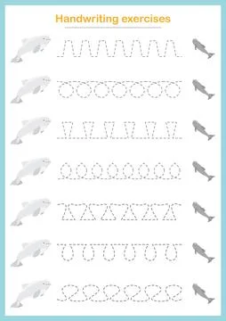 Basic writing exercises. Trace line worksheets for children. Preschool hand.. Stock Illustration