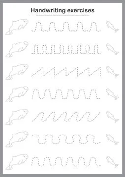 Basic writing exercises. Trace line worksheets for children. Preschool hand.. Stock Illustration