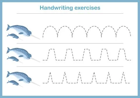 Basic writing exercises. Trace line worksheets for children. Preschool handwr Stock Illustration