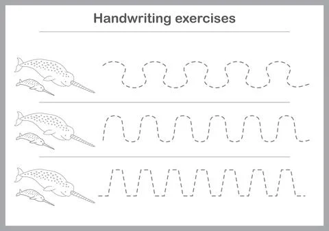Basic writing exercises. Trace line worksheets for children. Preschool handwr Stock Illustration