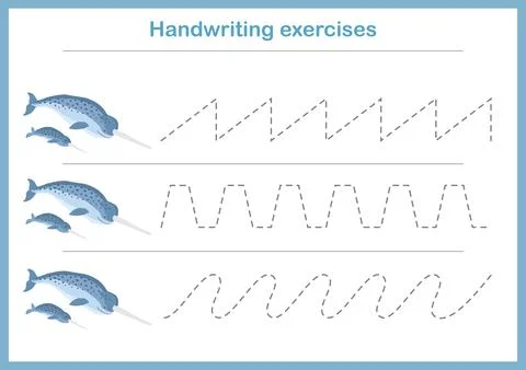 Basic writing exercises. Trace line worksheets for children. Preschool handwr Stock Illustration
