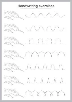 Basic writing exercises. Trace line worksheets for children. Preschool handwr Stock Illustration